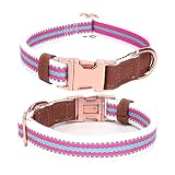 Dog Collar Reflective, Multi-Colored Stripe Dog Collar, Soft Adjustable Dog Collars with Metal Buckl