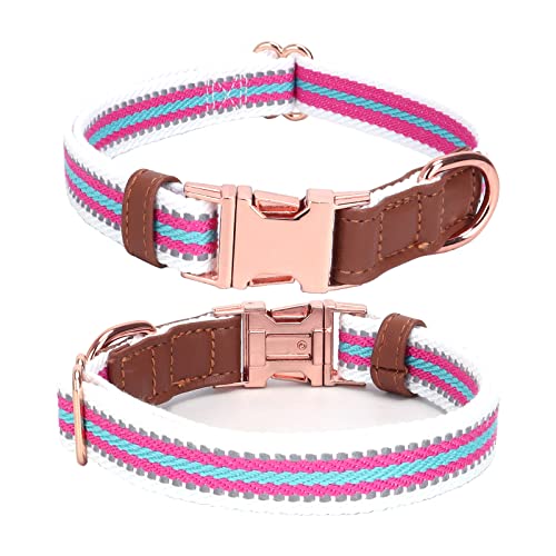 Dog Collar Reflective, Multi-Colored Stripe Dog Collar, Soft Adjustable Dog Collars With Metal Buckle For Small Medium Large Dogs, Perfect Pet Collar Gift (White,S) #TOP3