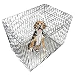 Ellie-Bo Silver Standard Large 36-inch Folding 2-Door Dog Cage/Crate with Metal Tray