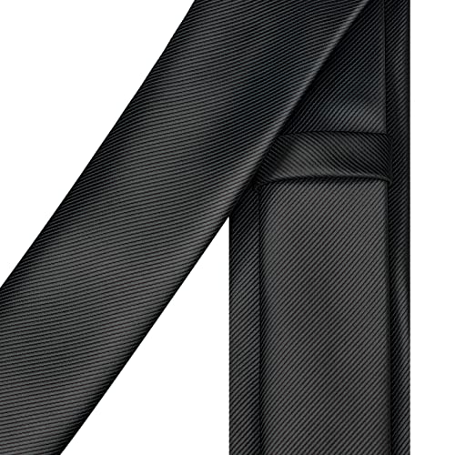 ربطة عنق رفيعة بلون اسود مقاس 2.4 انش للرجال من برانديس، 6 سم بلون نقي سادة (TA04-01)