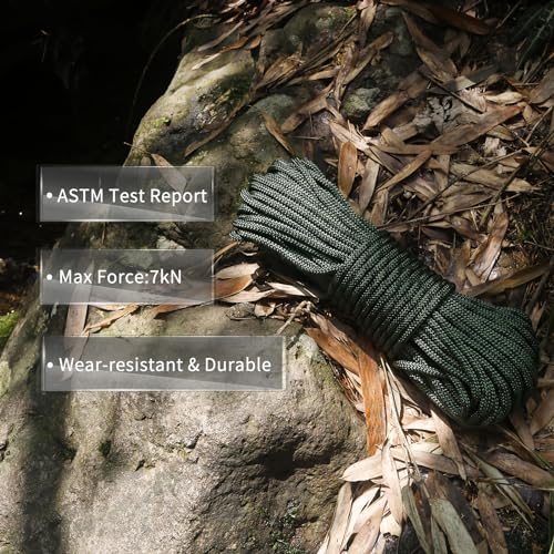 NewDoar Static Climbing Rope 6mm Accessory Cord Rope,for Arborist Tree, Mountaineering, Sailboat Rope,Dock Lines,Hauling Dragginge-ArmyGreen/6M