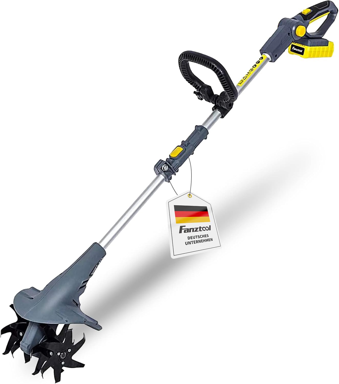 FANZTOOL AK0019 mini Motorhacke Akku 20V inkl. 2.5Ah Akku & Ladegerät, Gartenfräse mit 20cm Arbeitsbreite,15 cm Arbeitstiefe Bodenhacke für klein Beet & Garten