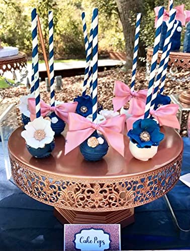 100 Pack Premium Navy Blue Striped Paper Straws, Blue and White Paper Drinking Straws Cake Pops Sticks Stirrer Disposable Biodegradable Straws