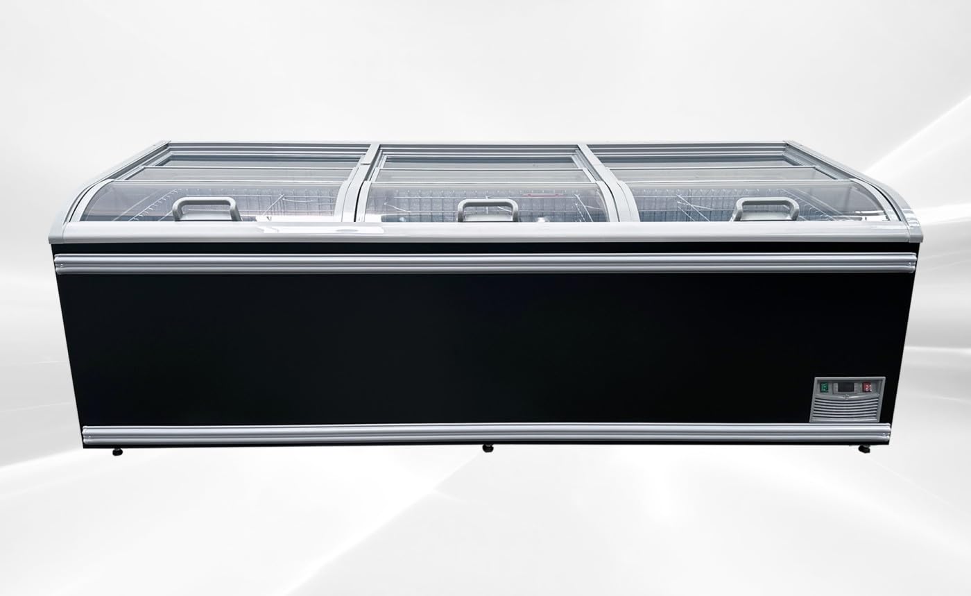 Chest Freezer For Supermarket Meat Freezer Glass Sliding Door 98" Black Showcase Freezer Curve Display Top W/Storage Baskets 26 Cu.Ft Hn25a-U on Fridge.com - View 2