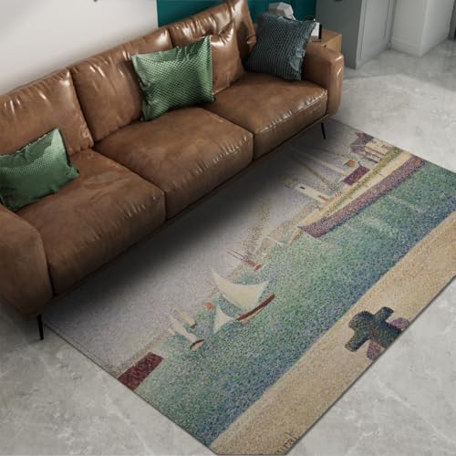 Tapis de sol fin pointillisme imprimé voiliers haut de gamme - 6