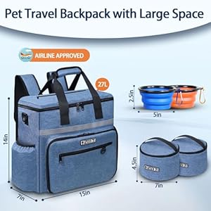 Dog-Travel-Bag-for-Supplies-27L-Large-Space-Pet-Organizer-Backpack-Airline-Approved-Dog-Weekend-Bag-with-Multi-Function-Pockets-for-Overnight-Camping-with-2-Food-Containers-2-Bowls-Blue - Cucciolini Doodles   Dog-Travel-Bag-for-Supplies-27L-Large-Space-Pet-Organizer-Backpack-Airline-Approved-Dog-Weekend-Bag-with-Multi-Function-Pockets-for-Overnight-Camping-with-2-Food-Containers-2-Bowls-Blue