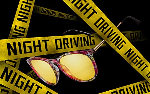 Image of TJUTR Women's Night-Vision Glasses for Driving, Polarized Yellow Lens | Reduce Glare, Nighttime Driving, Rainy Weather, Foggy Conditions, UV Protection