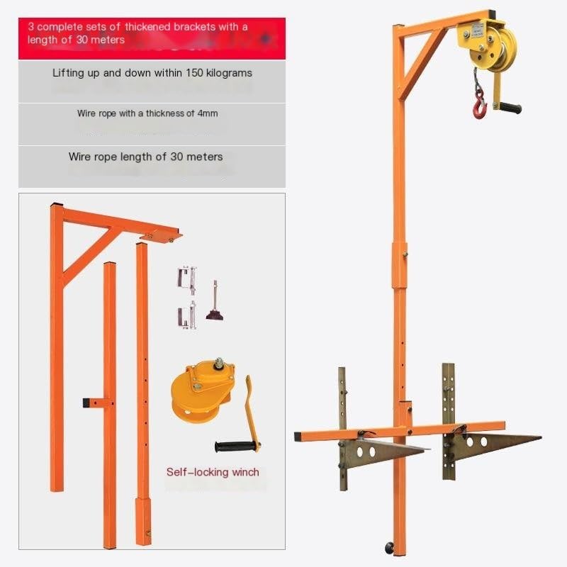 Air Conditioning Outdoor Unit Hoist Bracket + Hand Winch, Lift Specialized Tool for 3HP / 5 HP MINGPING(3HP shelf+Self-lock winch 30m)