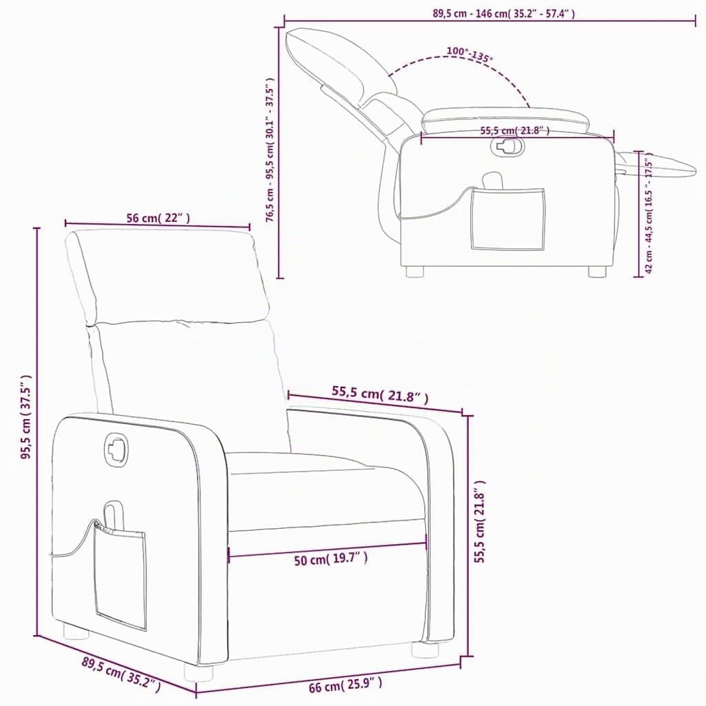 vidaXL Sillón de Masaje Extensible, Piel sintética roja