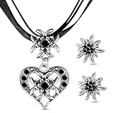xianshi 3 Stück Trachtenschmuck Damen,Oktoberfest Accessoires,Dirndl Accessoires Damen,Schmuck ZubehöR Set,Kette Haarreif Haarschmuck Haarschmuck KostüM (Schwarz)