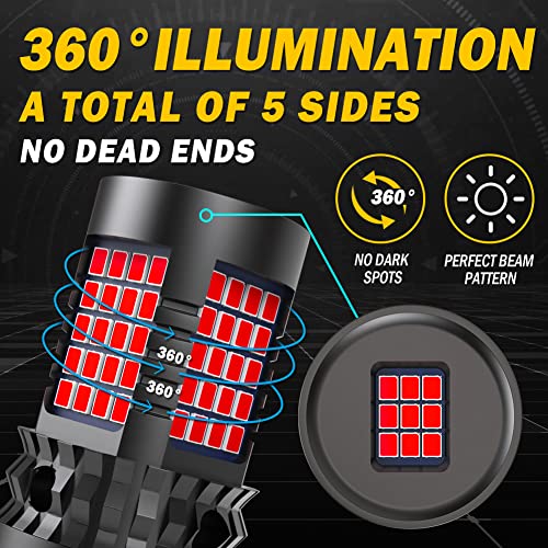 Bombillas LED 7443 W21/5W Canbus rojo para faros de luces de marcha atrás y pilotos traseros 2