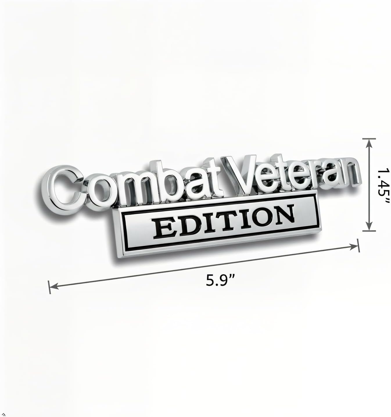 Premium 3D Metal Combat Veteran Edition Emblem (2-Pack) - Heavy Duty Car Badge for Truck, Jeep, SUV Tailgate & Fender - Weatherproof Auto Decoration Nameplate (Silver/Black)
