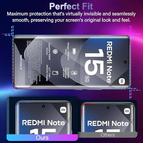 Image of FabeKee UV Tempered Glass Screen Protector Guard Compatible For Redmi Note 15 5G (6.77 Inch, Pack of 2) Full Adhesive UV Curved Case Friendly HD Clarity with easy installation kit