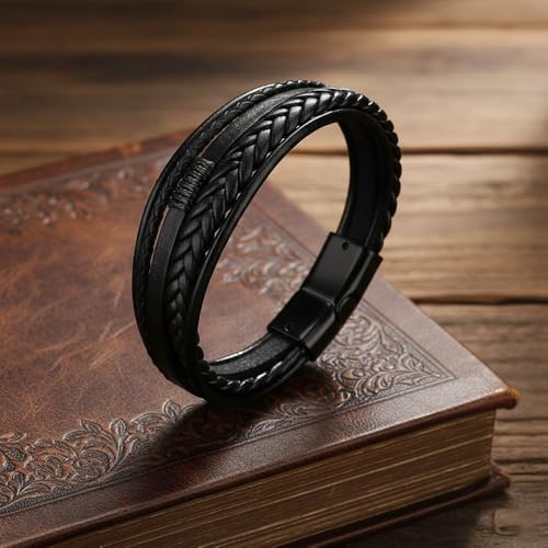 Image of Contemporary Casual Braided Leather Bracelet For Men /Boy's