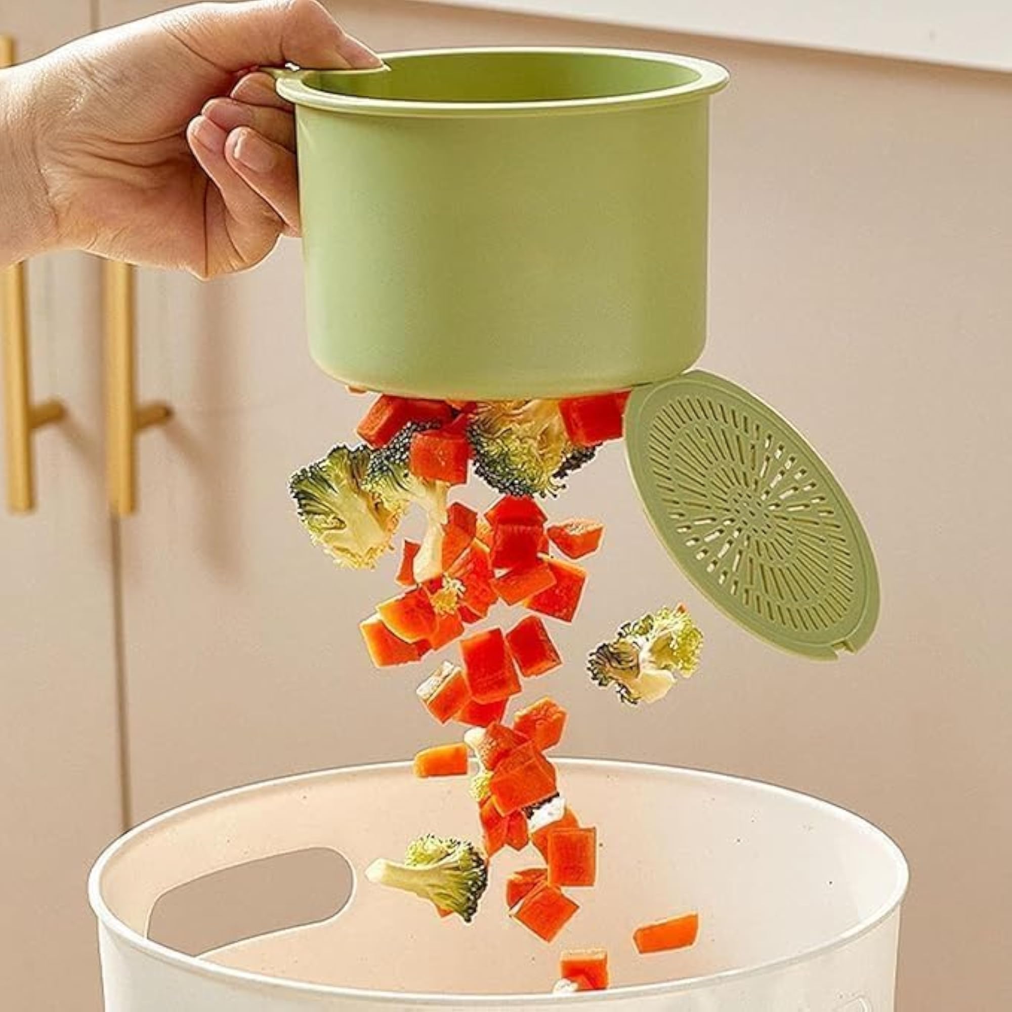 Kitchen Sink Drain Basket with Automatic Dumping