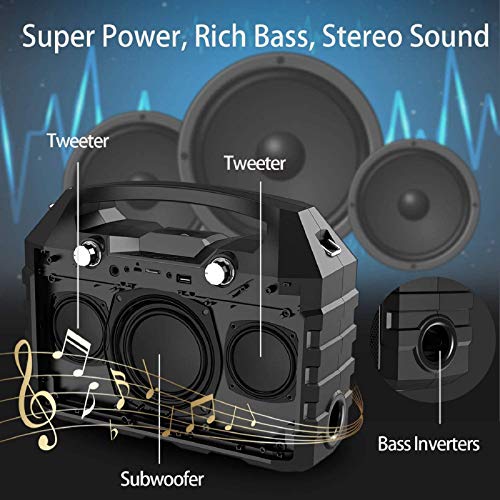 Hotec Wireless Bluetooth Portable PA Speaker System, Powerful Bluetooth Karaoke Machine with Dual Wireless Microphones for Karaoke, Wedding, Party, Teaching, Lecture, Church, Outdoor Indoor Activities - Image 2