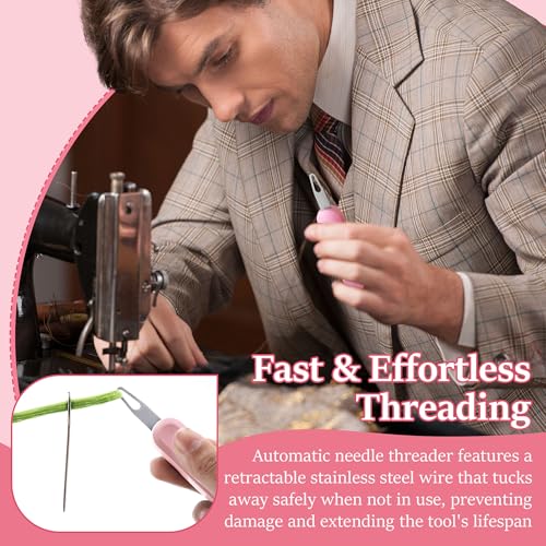 2 Pack Needle Threaders for Hand Sewing Needlepoint Needle Threader, Pink by Gulfmew - Used condition - Image 5