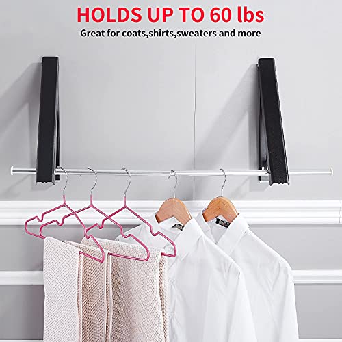 Dr.DJ Retractable Clothes Rack-Laundry Room Drying Rack Wall Mounted Clothes Hanger Foldable, Wall Mount, Folding Clohes Wall Hanger Home Storage Organizer, Aluminium, 2 Racks with Rod (Black)