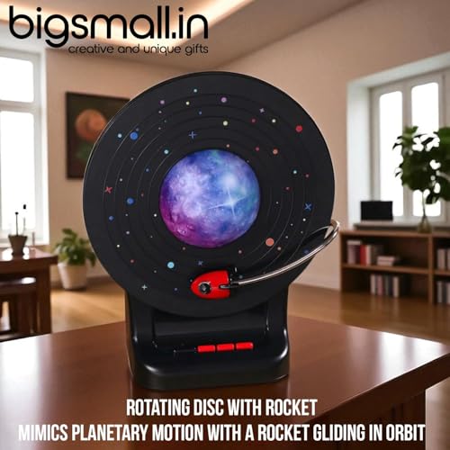 Image of Bigsmall Orbit Glow Bluetooth Speaker Night Lamp | Rotating Rocket Planet Light | Touch Sensor | Color-Changing LED | TF Card | Type-C Rechargeable