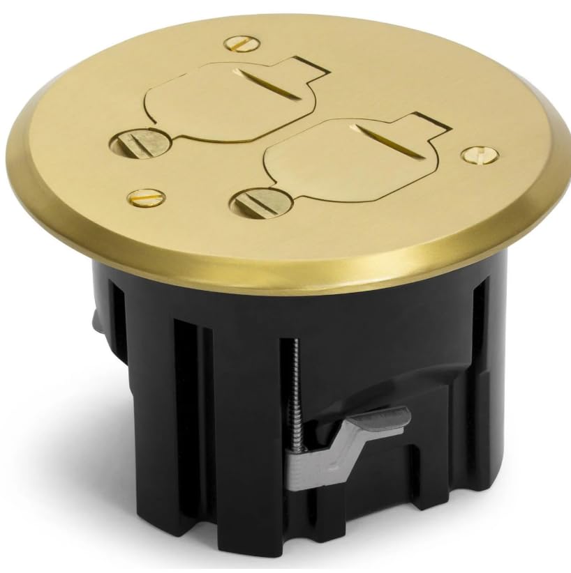 Lew Electric PBR1-FPB Round Floor Box Kit (Flip Lid, Brass)