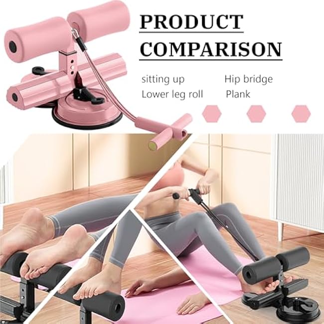 Ab Training Auxiliary Device for Women, Sit Up Machine Foot Holder with bands, Double Suction Cups Trainer Equipment - Strengthen Abs & Waist at Home or Gym with ?a Waist Support Belt