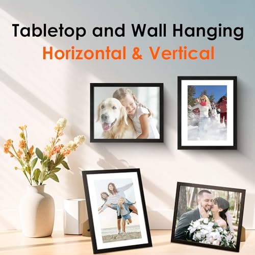 FIXSMITH 8x10 Picture Frame 1 Pack, Photo Frame with HD Plexiglass, Display Pictures 5x7 with Mat or 8x10 Without Mat, Picture Frames Collage for Tabletop or Wall Display, Black