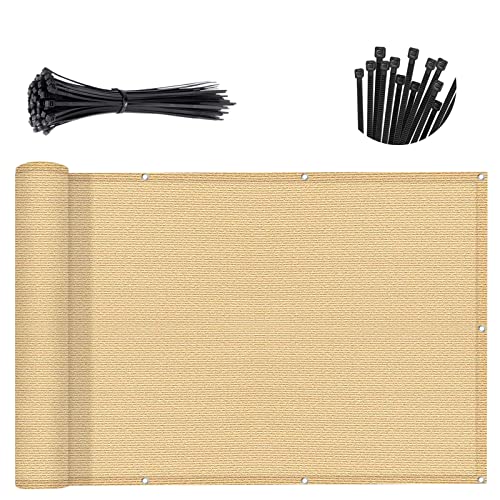 SUNNY GUARD 3.3'x 19.7' Balcony Privacy Screen, HDPE Patio Railing Cover Fence by SUNNY GUARD - Used condition - US$33.11