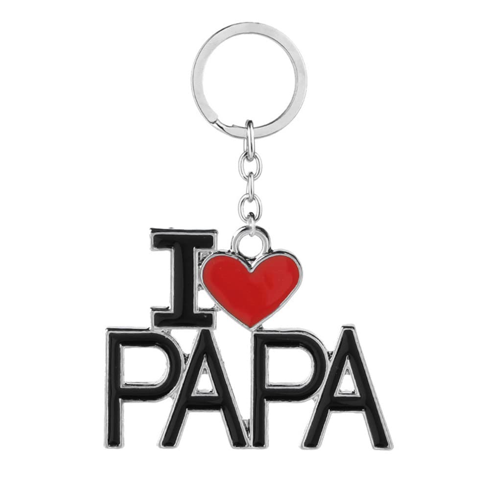 VNEWSCHI I LOVE PAPA Keychain Papa Papa Key Chain Ring Holder Father's Day Gifts Keychain for Grandpa Grandfather Fathers Father's Day Gift Accessories