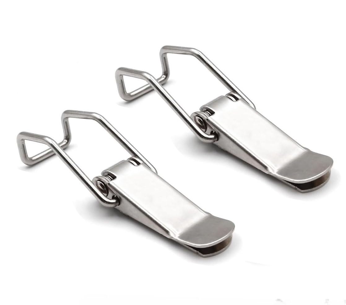 HTLPAVBWF Spring Toggle Latch Hasp,Catch Clamp Clip,2pcs 304 Stainless Steel Cabinet Boxes Hasp Lock Spring Loaded Latch Catch Toggle Locks for Sliding Door Window Hardware (Color : 304 Stainless ste