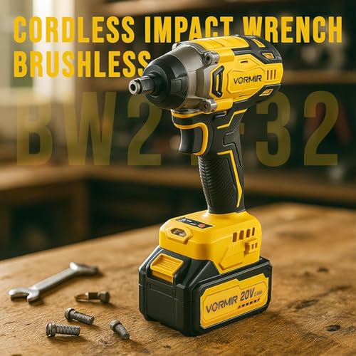 Image of VORMIR VR BW21-32 Brushless Cordless Impact Wrench Kit, 20V MAX, inch, 320Nm Torque, 1800-3000 RPM, 2250-3700 IPM, 2 Batteries, Charger, LED Light & BMC Box- 12 Month warranty