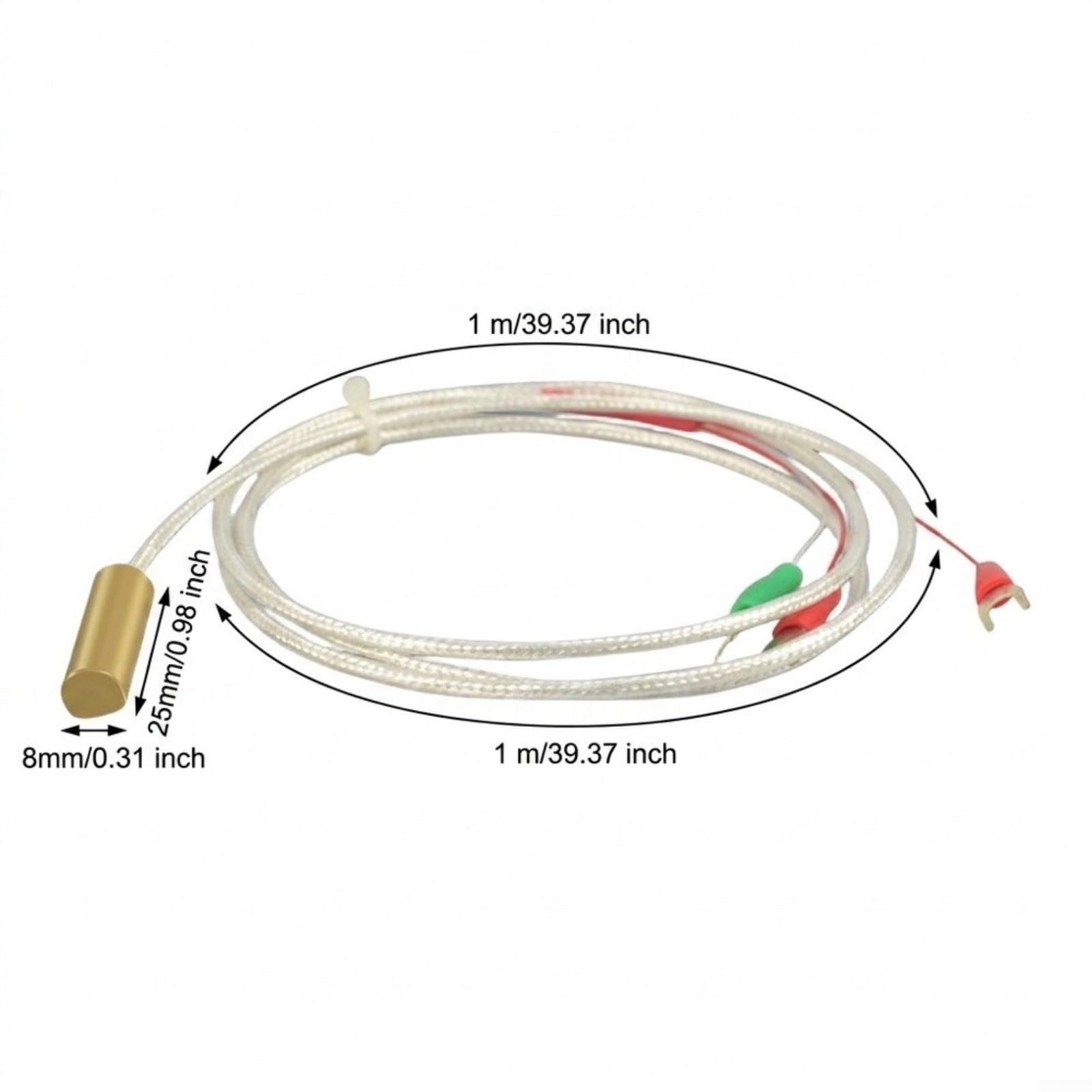 PT100 Sonde de température pour tuyauterie, Laiton Durable Précis