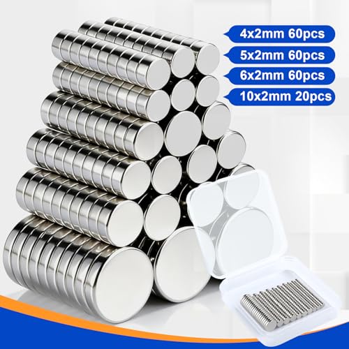 Image of TRYMAG 200Pcs Small Magnets, 4 Different Sizes Tiny Mini Magents, Multi-Use for Fridge, DIY, Office, Hobbies, Crafts and Science