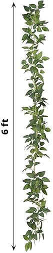 Vista 131 de Efavormart - Guirnalda artificial de hojas de tetragona, peperomia errante, 6.5 pies, color verde