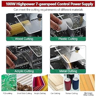 Mini Sega da Tavolo 100W - Multifunzionale e Portatile Sega da Tavolo Miniaturizzata DIY, 0~16mm Altezza di Taglio Regolabile, 7-Velocità regolabile, 4 lame, per Artigianato e Lavorazione