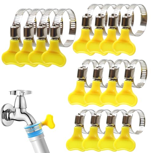 Juego de 16 clips de manguera de acero inoxidable para apriete de tubo, 4 tamaños ajustables, abrazaderas de accionamiento sin fin para asegurar conexiones flexibles de gas en el hogar, 16/25/32/44 mm
