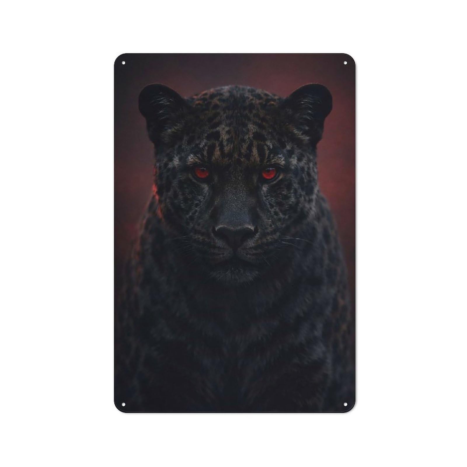 Junmoney Style-23 Garage Style Decorative Metal Plaque 30X20cm Featuring Black Panther With Red Eyes, Garage Wall Decor For Garage, Workshop, Shed Or Utility Room