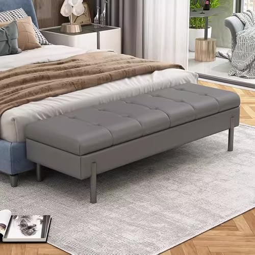 Banc de lit en cuir avec rangement ottoman et pouf bout de lit élégant