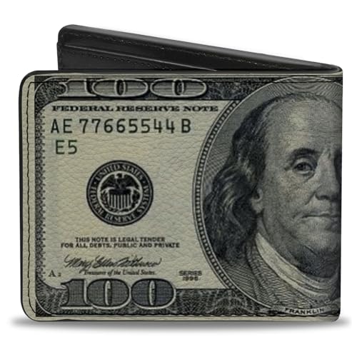 Buckle-Down Mens Bifold Wallet-100 Dollar Bills, Multicolor, 4.0 x 3.5 US2