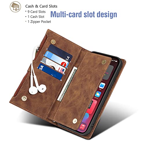Coque antichoc iPhone 12 anti-chute avec protège-écran et rangement zip