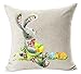 Happy Easter oil painting Smile bunny Color Egg and Butterflies Cotton Linen Square Decorative Throw Pillow Case Cushion Cover 18inchs (5)