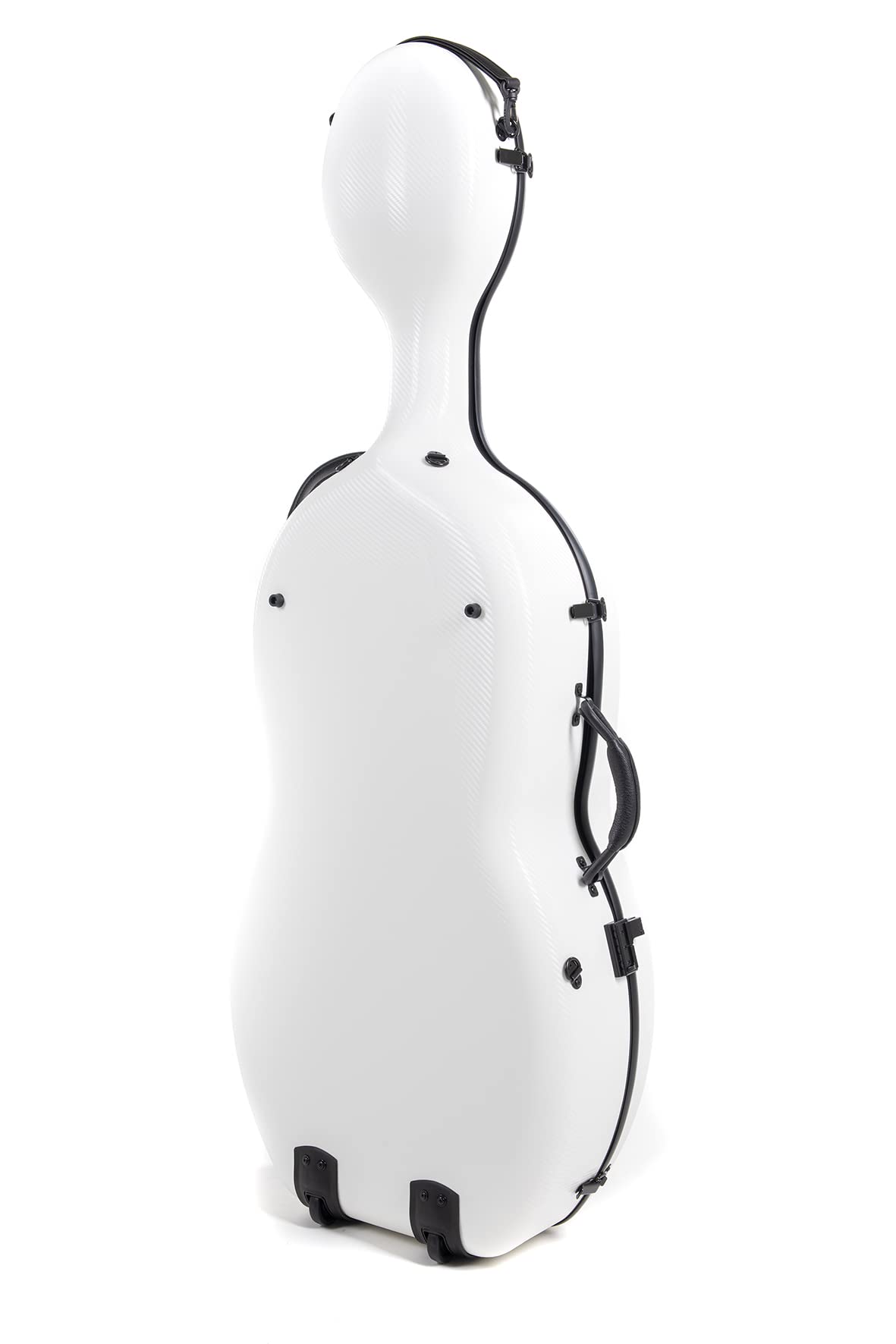 GEWA custodia per violoncello in policarbonato 4/4 bianco con cinghie a zaino, maniglia laterale e ruote (Rolly)