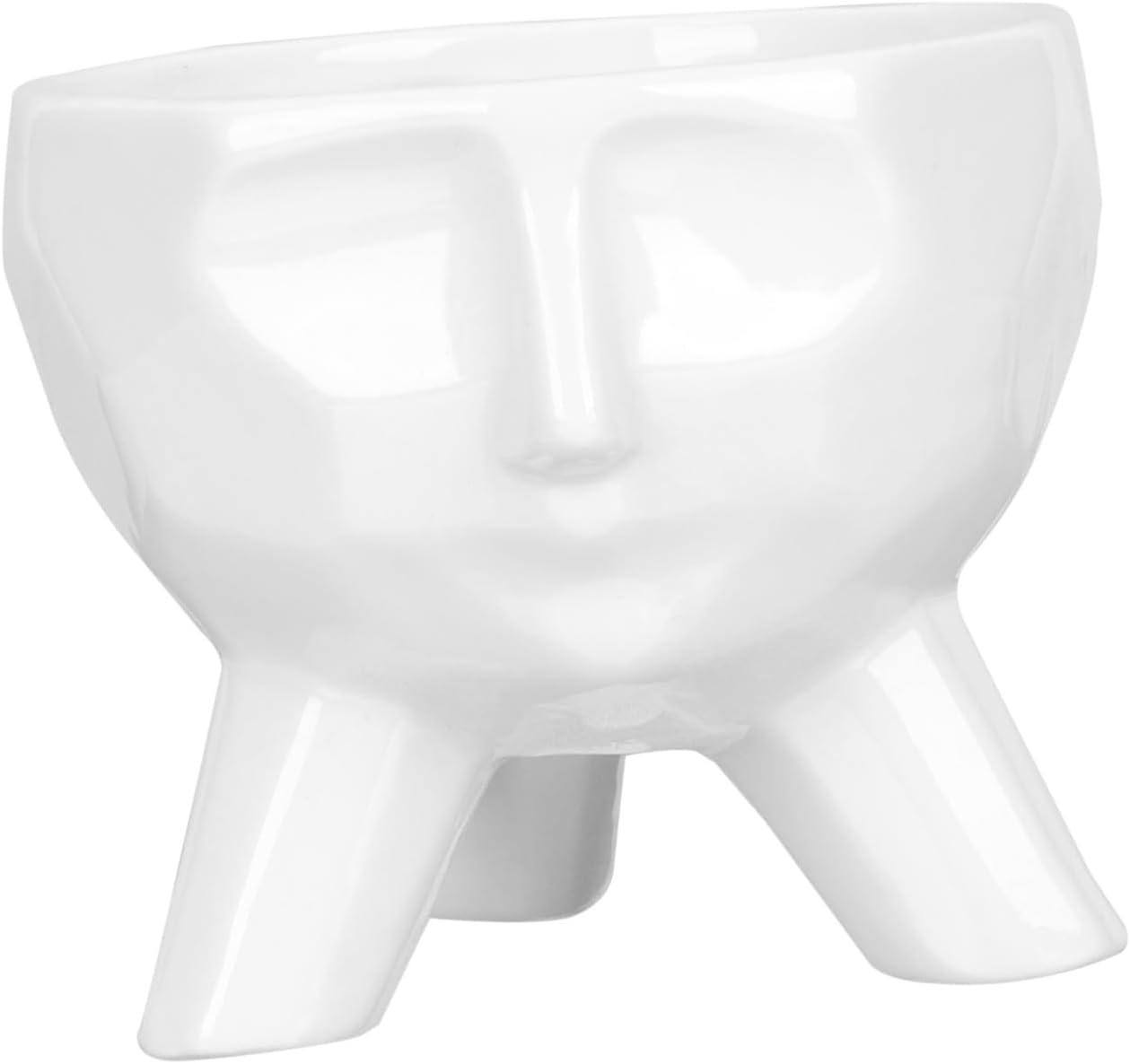 Creative Ceramic Face-Shaped Flower Pot Small Planter Container for Indoor Plants Succulents and Gardening White Multifaceted Planting Basin for Home Office Balcony Decor