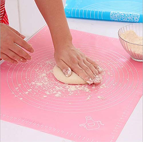 Silicone Pastry Mat, Non-slip Baking Mat Large Measurement Fondant Mat Counter Mat Reusable Dough Rolling Mat Oven Cooking Liner, Pie Crust Mat -Pink - Thumbnail 2