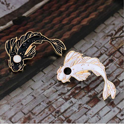 Angoter 2pcs Pesce Lapel Pins Pesce Carpa di