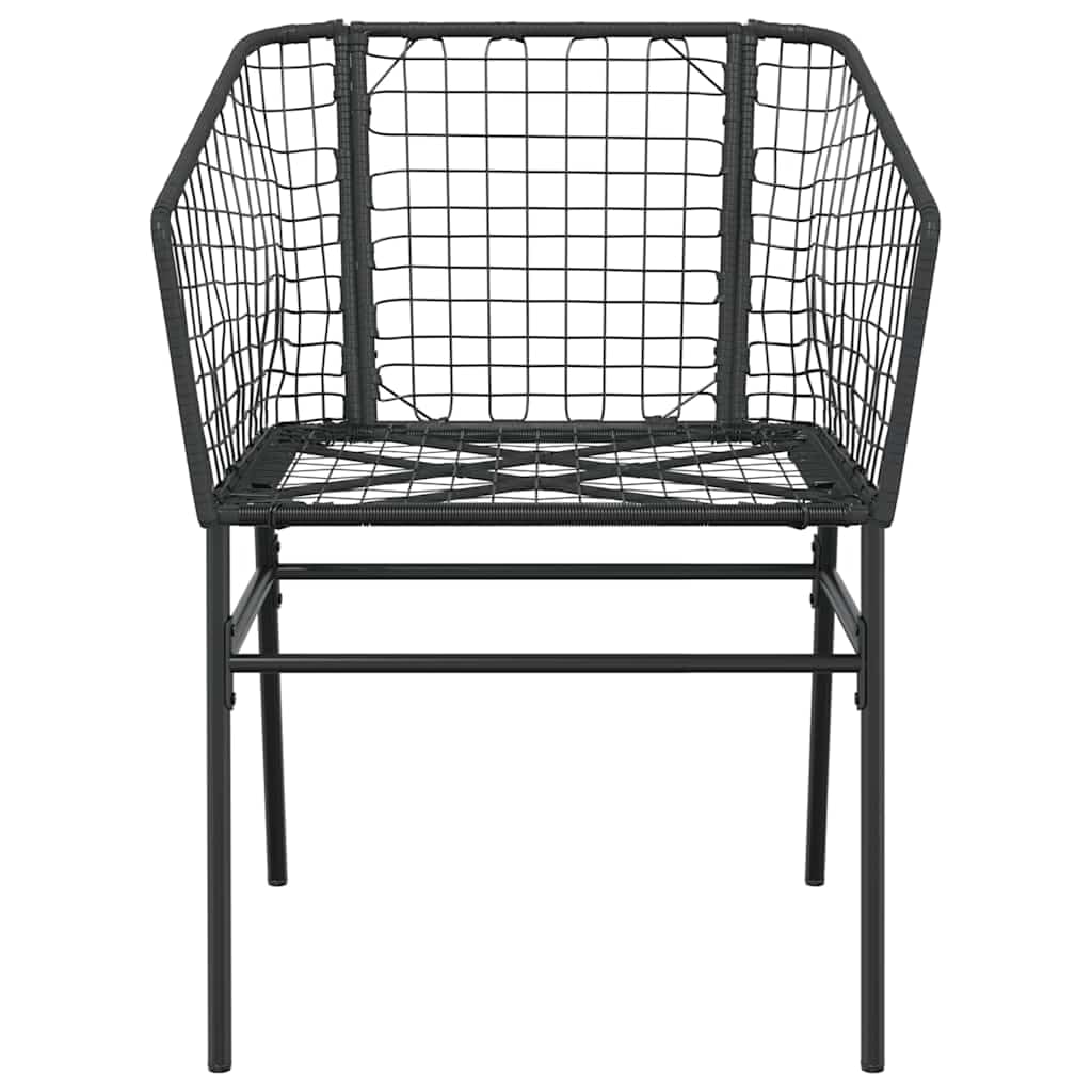 3-częściowy zestaw do jadalni, czarny, polirattan, szklany blat, na taras, balkon, do mebli outdoorowych, odporny na promieniowanie UV, łatwy w pielęgnacji