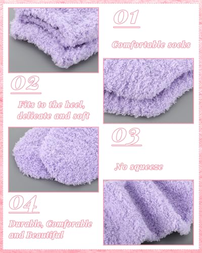 Image of Funtery 20 Pairs Women Fuzzy Socks Bulk Cute Warm Soft Fluffy Crew Sleeping Slipper Socks for Indoor Winter Thermal Gifts
