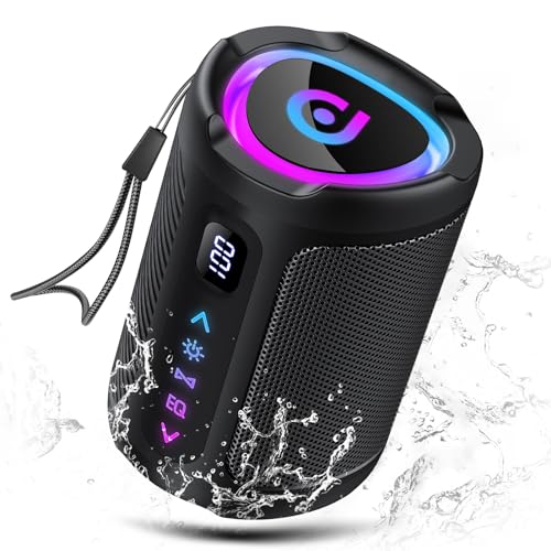 aowoka Enceinte Bluetooth Portable sans Fil avec lumière LED, Écran Numérique Intelligent+Smart EQ, Bluetooth 5.4, Bass Puissantes, 24 hrs, Étanche IPX7,...