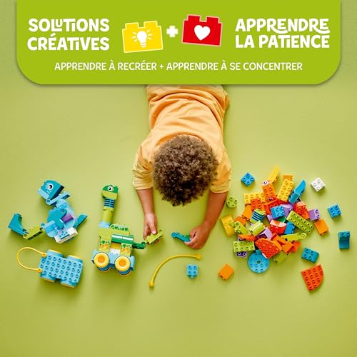 LEGO Duplo Ma Ville Dinosaures sur Roues 3-en-1 Jeu Éducatif pour Fille ou garçon 3 Ans - Diplodocus, T-Rex, tricératops & stégosaure ou ptéranodon & Parasaurolophus - Figurines de Dinosaures 10451
