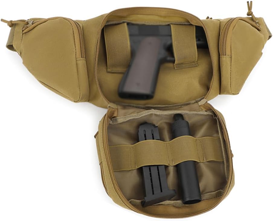 AIIHUA Tactical Fanny Pack for Concealed Carry EDC Waterproof Waist Pack with Laser-Cut MOLLE Panel Fits Full Size Pistols (Glock 17/Sig P320/M&P9) & Outdoor Gear Molle Tactical Waist Bag