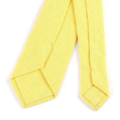 Image of Elfeves Men's Skinny Solid Color Tie Causal Cotton Linen Narrow Slim cut Necktie